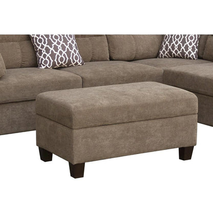 Fabric Sectional Sofa with Right Facing Chaise, Storage Ottoman
