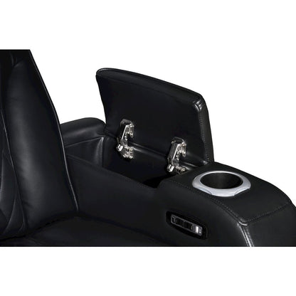 Black Leather Aire Transformer Power Reclining Sofa & Loveseat Living Room Set