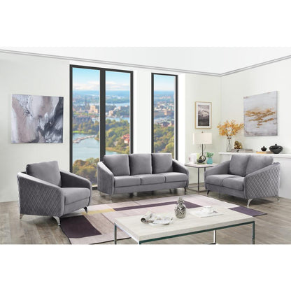 Sofia Gray Velvet Modern Chic Sofa Couch