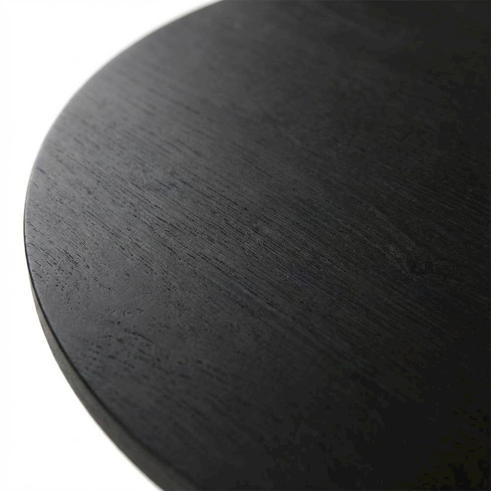 Round Console Table, Natural Wood Grain, Ebony Black