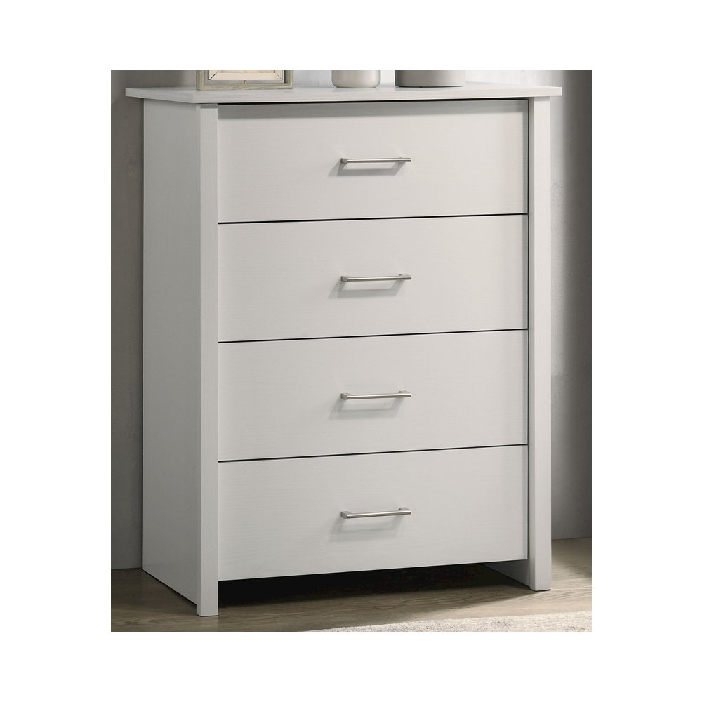 Celeste 32"W White 4-Drawer Chest with Silver Handles