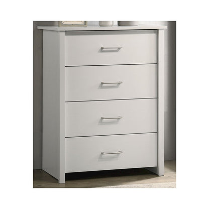 Celeste 32"W White 4-Drawer Chest with Silver Handles