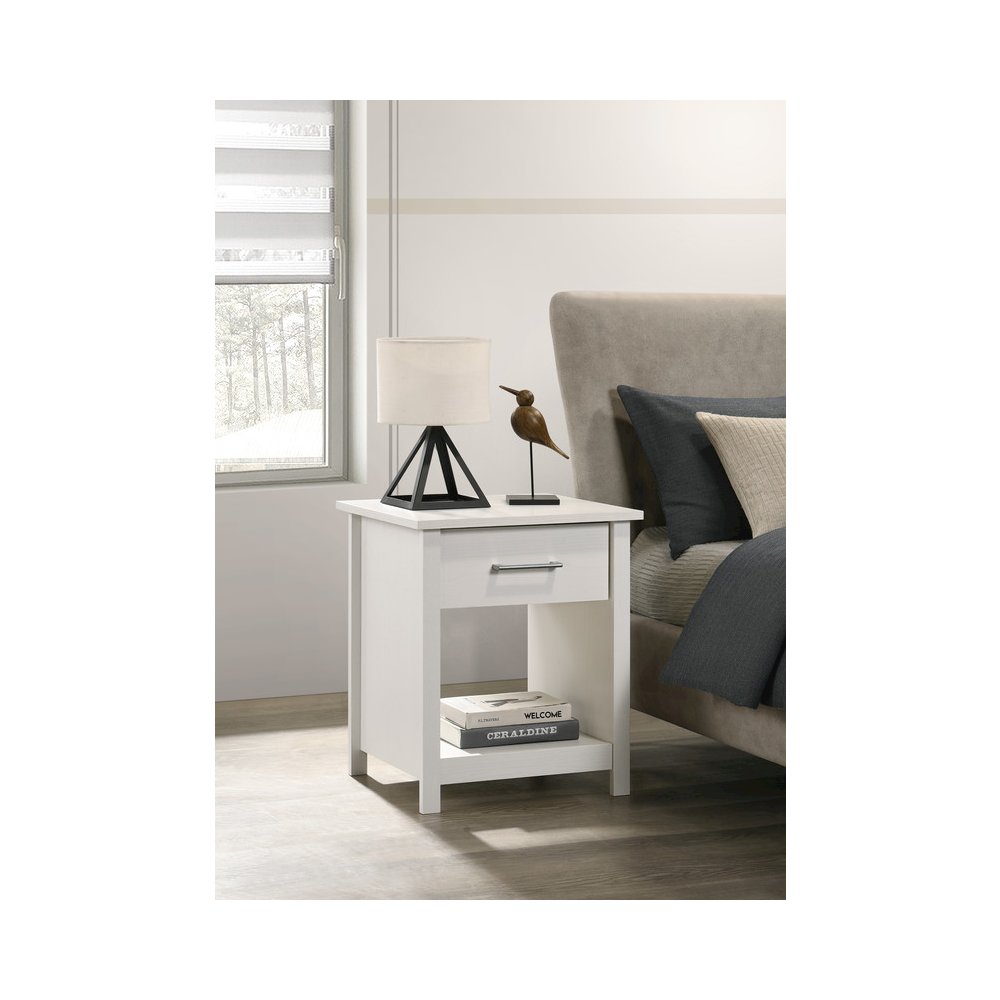 Celeste 20"W White 1-Drawer Nightstand Bedside Table