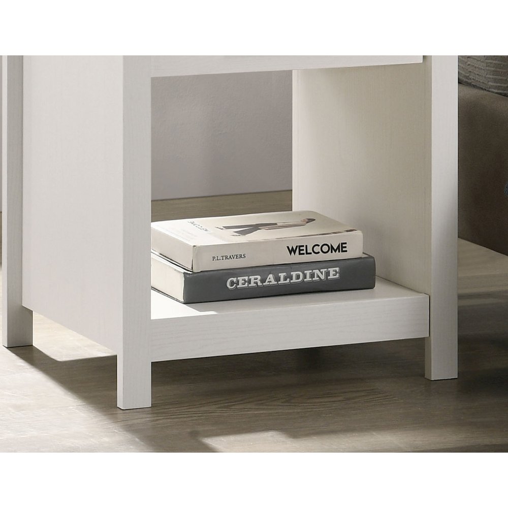 Celeste 20"W White 1-Drawer Nightstand Bedside Table