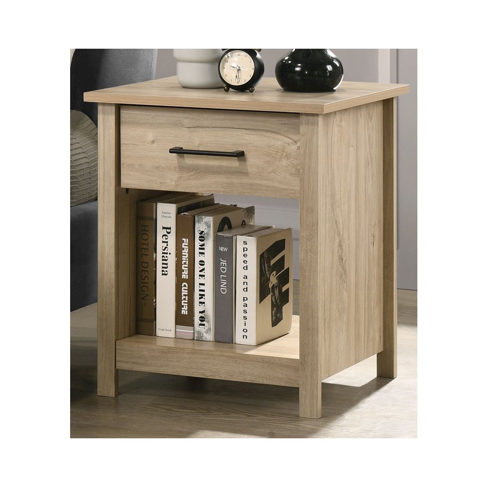 Celeste 20"W Light Oak Finish 1-Drawer Nightstand Bedside Table