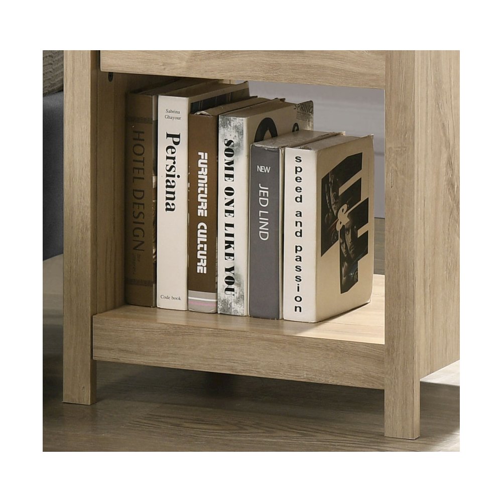 Celeste 20"W Light Oak Finish 1-Drawer Nightstand Bedside Table