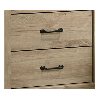 22"W Light Oak Finish 2-Drawer Nightstand Bedside Table with USB Charging  Ports