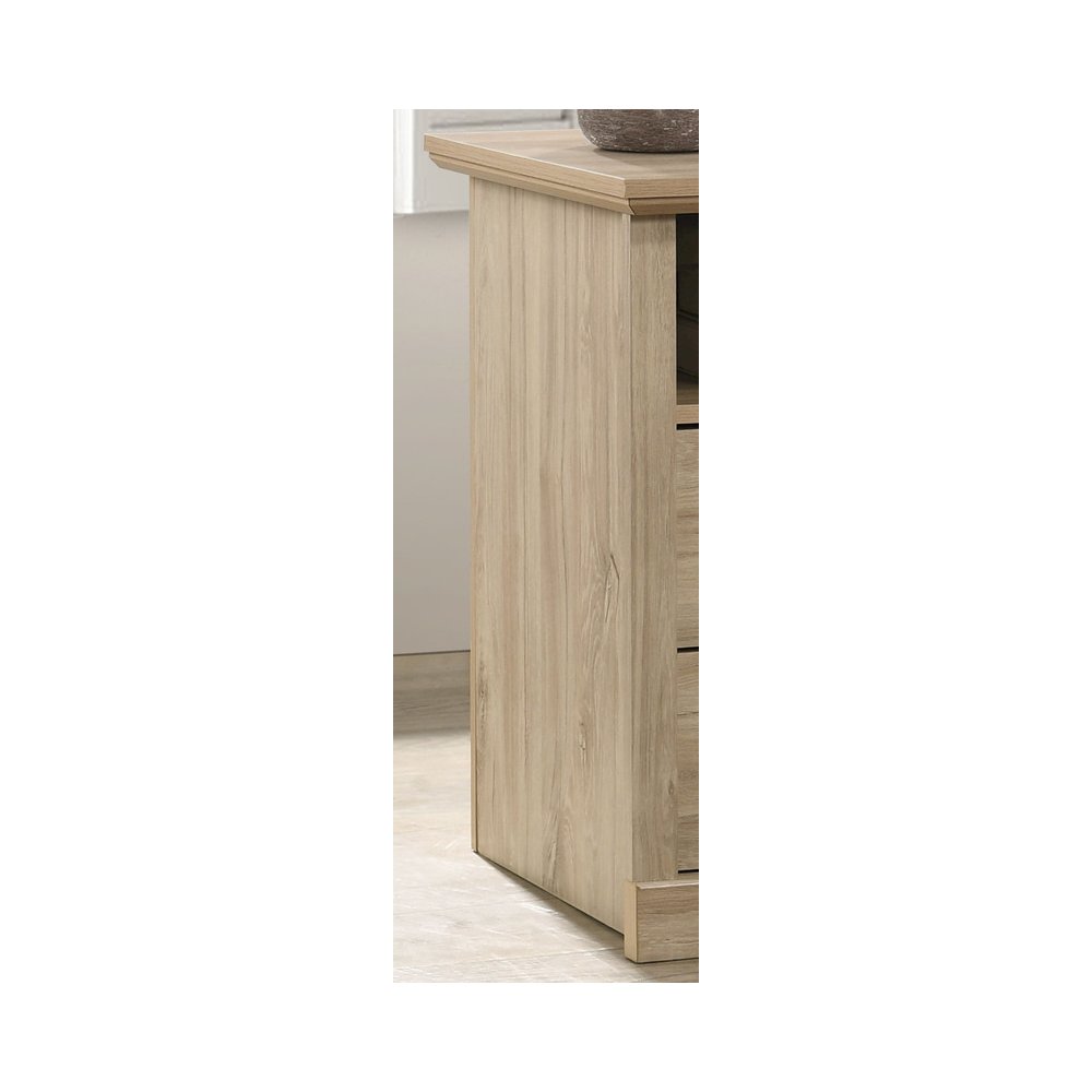 22"W Light Oak Finish 2-Drawer Nightstand Bedside Table with USB Charging  Ports
