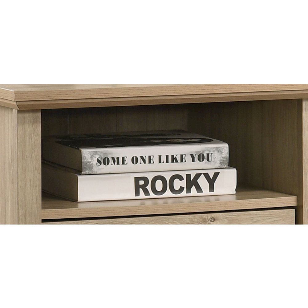 22"W Light Oak Finish 2-Drawer Nightstand Bedside Table with USB Charging  Ports
