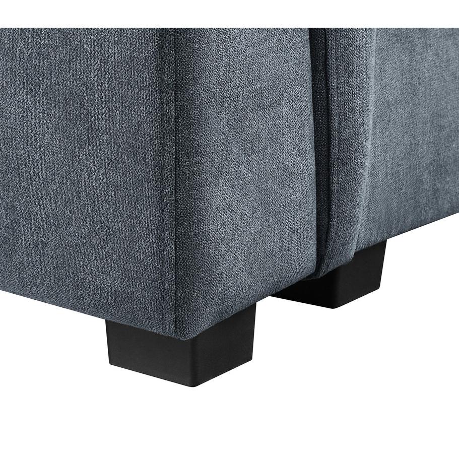 Isla Gray Woven Fabric, 7-Seater Sectional Sofa with Ottoman