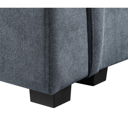 Isla Gray Woven Fabric, 7-Seater Sectional Sofa with Ottoman