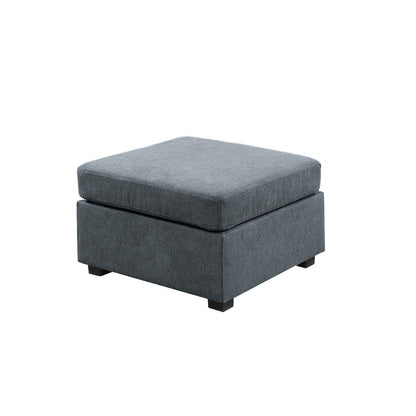 Isla Gray Woven Fabric, 7-Seater Sectional Sofa with Ottoman