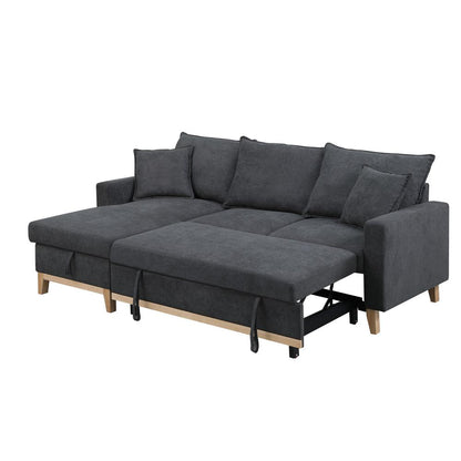 Colton Dark Gray Woven Reversible Sleeper Sectional Sofa with Storage Chaise