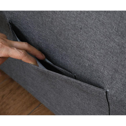 Zoey Dark Gray Linen Convertible Sleeper Sofa with Side Pocket