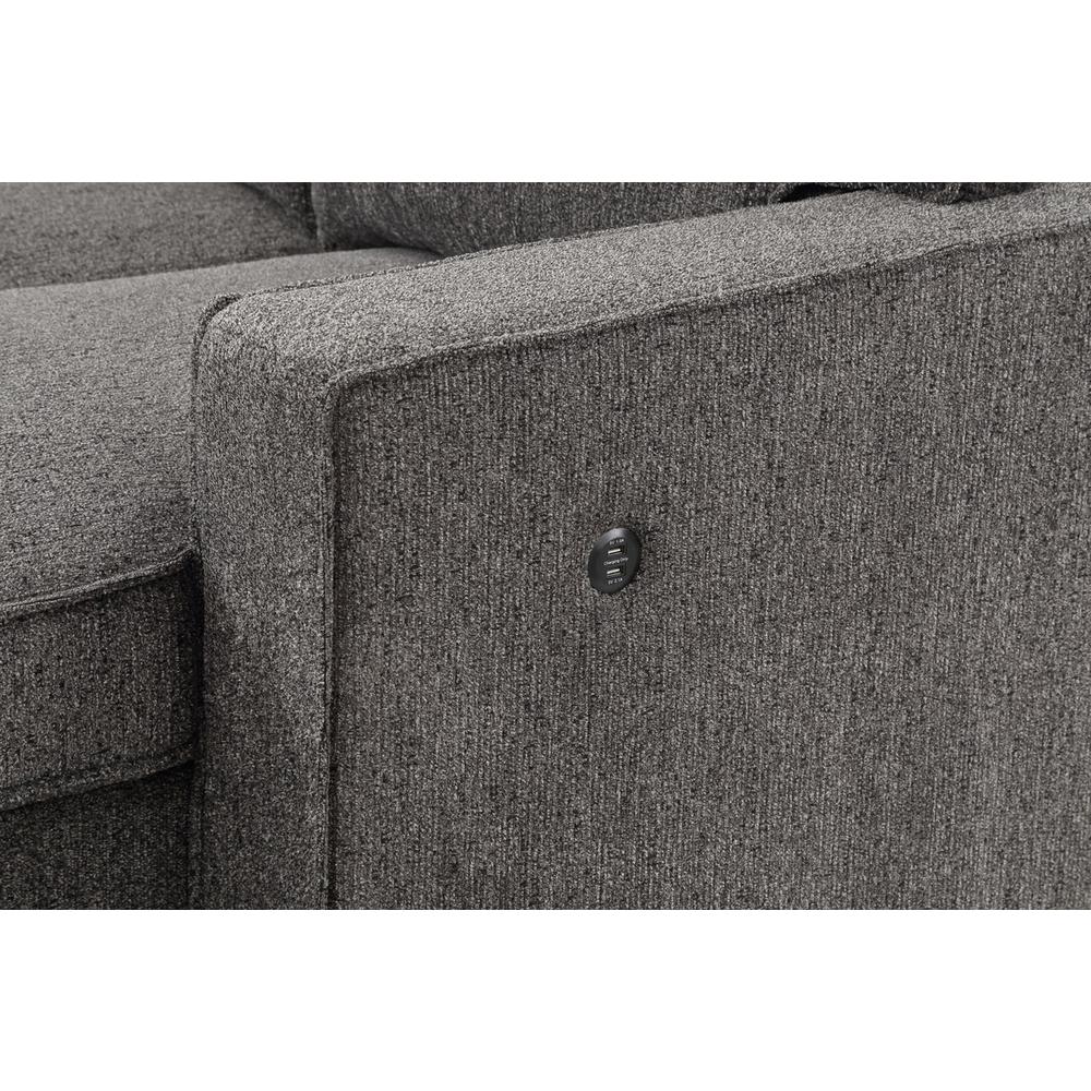 Estelle Dark Gray Fabric Reversible Sleeper Sectional with Storage Chaise Drop-Down Table 2 Cup Holders and 2 USB Ports