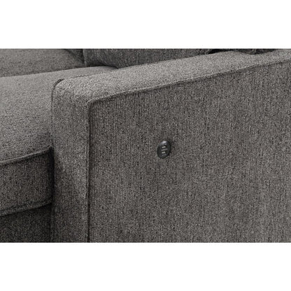 Estelle Dark Gray Fabric Reversible Sleeper Sectional with Storage Chaise Drop-Down Table 2 Cup Holders and 2 USB Ports