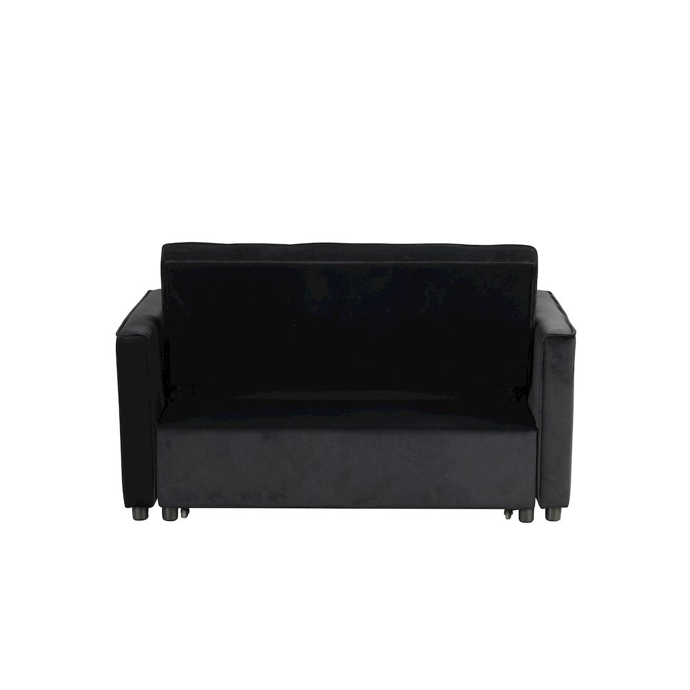 53.5"W Black Velvet Convertible Sleeper Loveseat with Tufting
