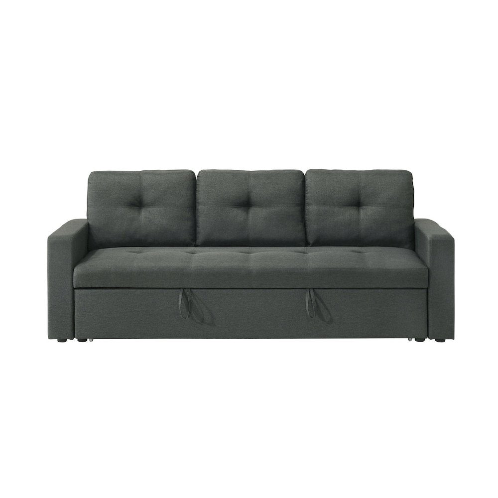 83.5"W Dark Gray Fabric Sleeper Sofa with Tufted Cushions