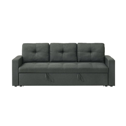 83.5"W Dark Gray Fabric Sleeper Sofa with Tufted Cushions