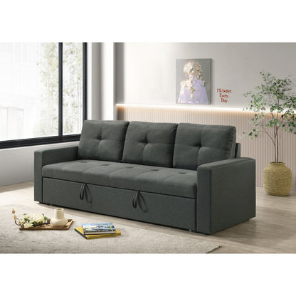 83.5"W Dark Gray Fabric Sleeper Sofa with Tufted Cushions