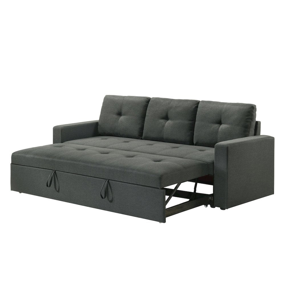 83.5"W Dark Gray Fabric Sleeper Sofa with Tufted Cushions