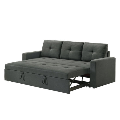 83.5"W Dark Gray Fabric Sleeper Sofa with Tufted Cushions