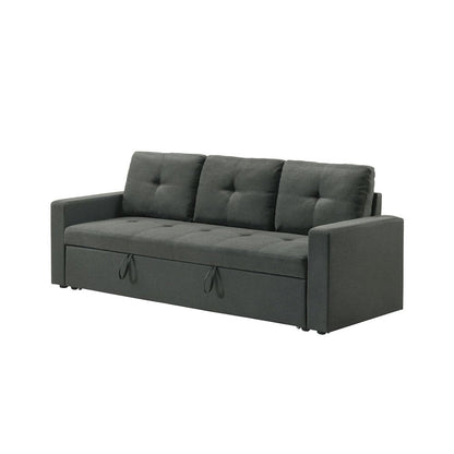 83.5"W Dark Gray Fabric Sleeper Sofa with Tufted Cushions