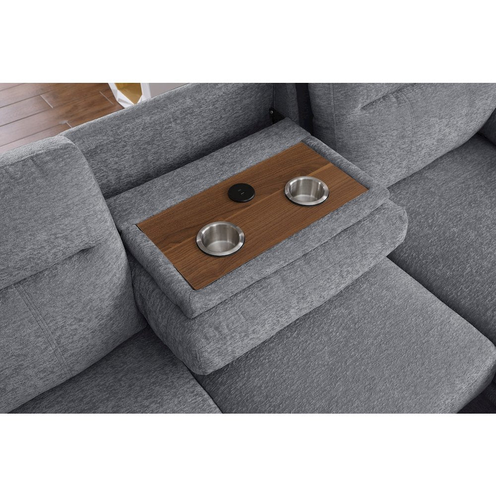 94"W Light Gray Chenille Fabric Sleeper Sectional Sofa with Right-Facing Chaise