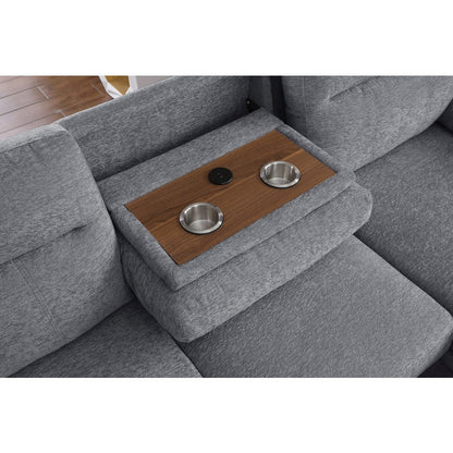 94"W Light Gray Chenille Fabric Sleeper Sectional Sofa with Right-Facing Chaise