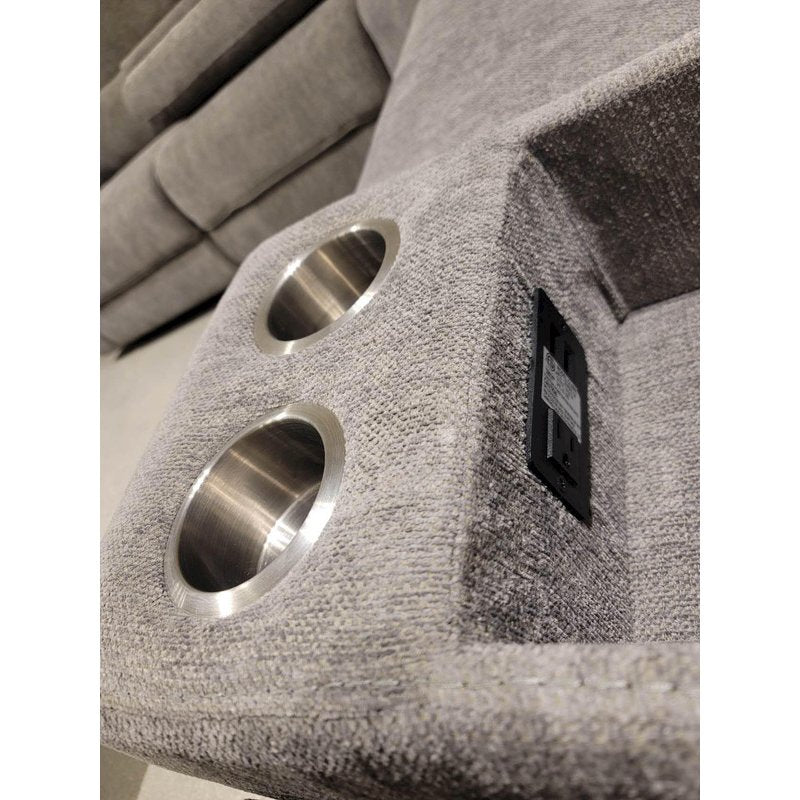 Anthony 114" Wide Light Gray Chenille Fabric Power Reclining Sectional