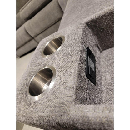 Anthony 114" Wide Light Gray Chenille Fabric Power Reclining Sectional