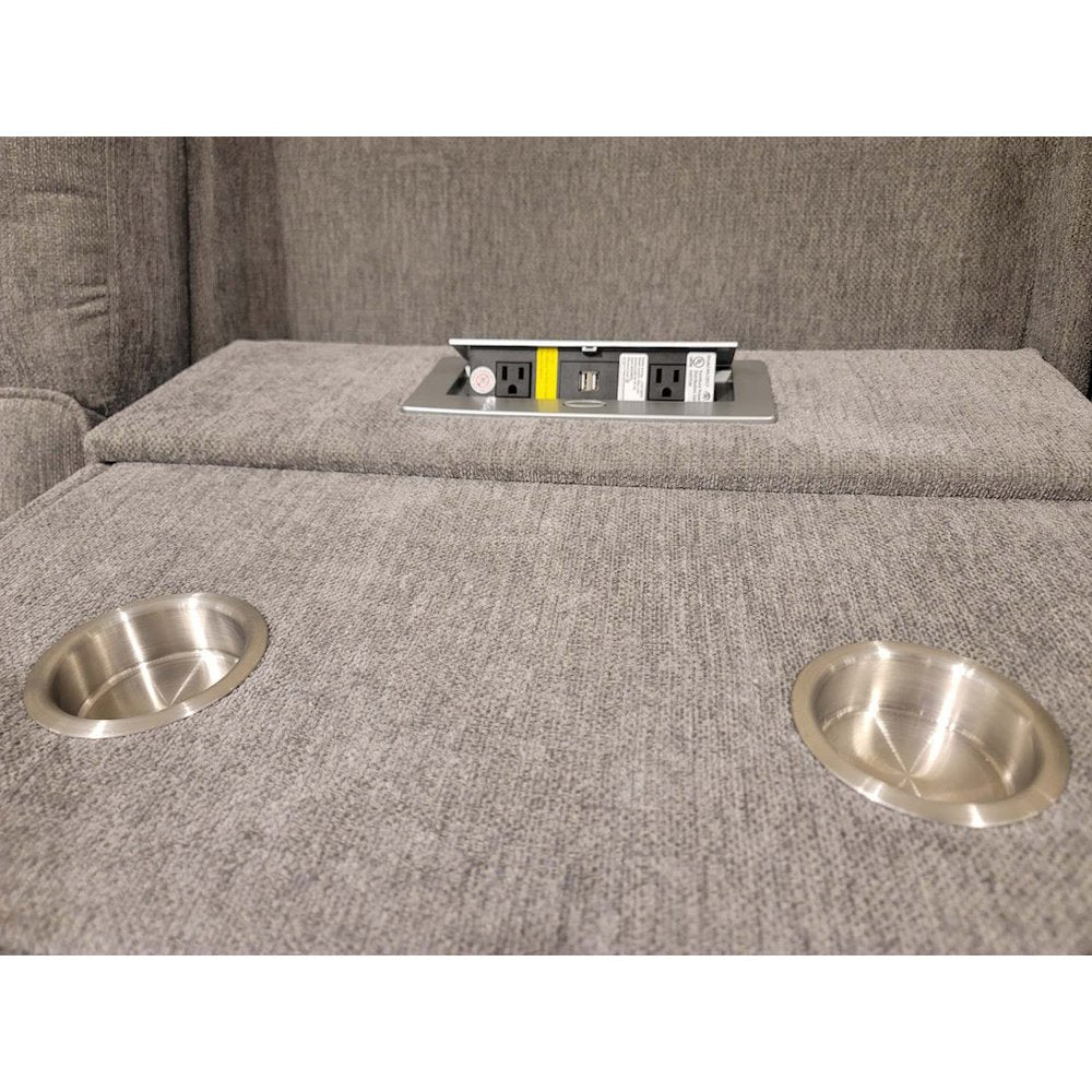 Anthony 114" Wide Light Gray Chenille Fabric Power Reclining Sectional