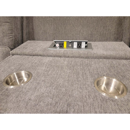 Anthony 114" Wide Light Gray Chenille Fabric Power Reclining Sectional