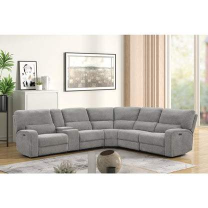 Anthony 114" Wide Light Gray Chenille Fabric Power Reclining Sectional