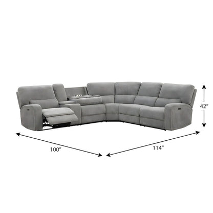 Fabric-Upholstered Power Reclining Sectional with USB Ports and Drop-Down Table