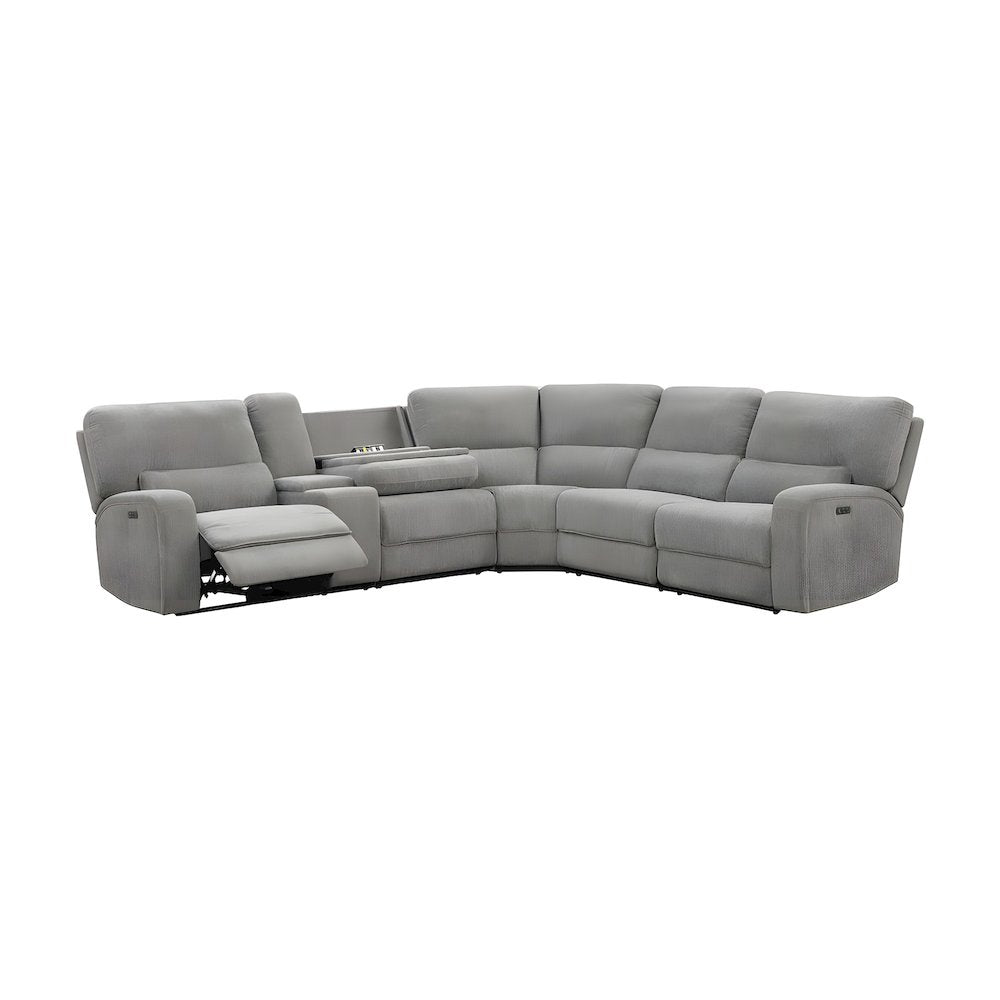 Fabric-Upholstered Power Reclining Sectional with USB Ports and Drop-Down Table