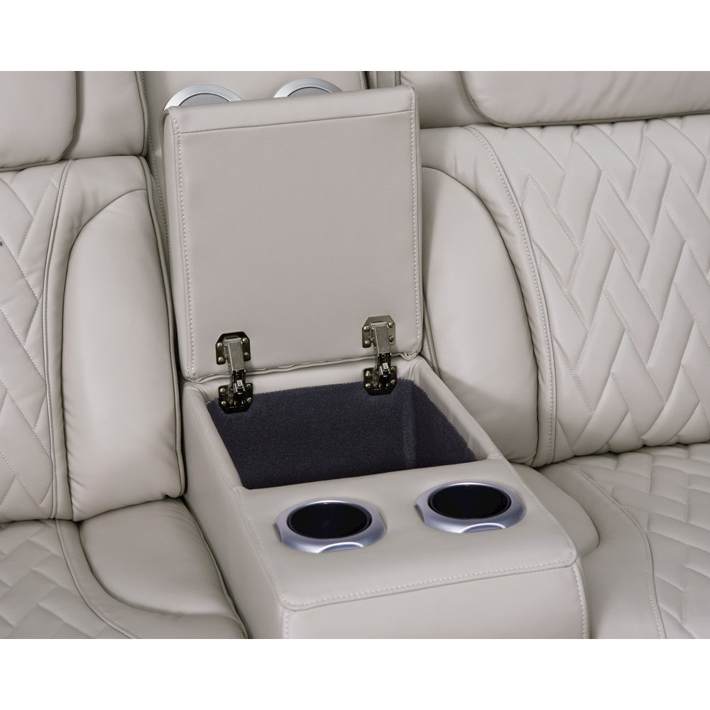 74"W Ice Leather Aire Transformer Power Reclining Loveseat with Power Headrest