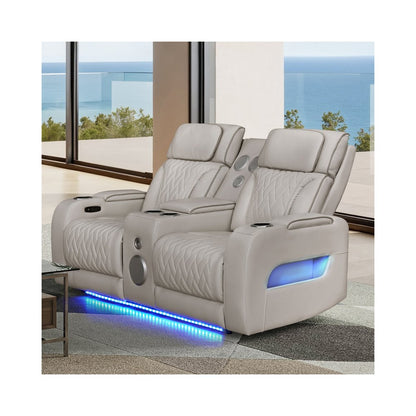 74"W Ice Leather Aire Transformer Power Reclining Loveseat with Power Headrest