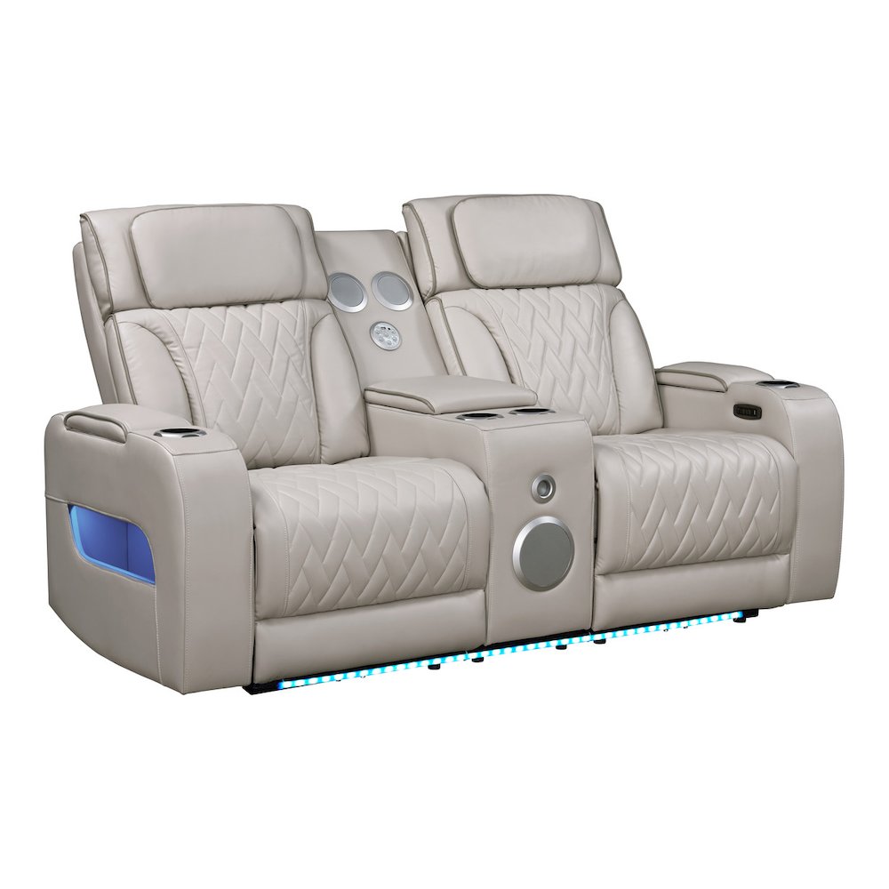 74"W Ice Leather Aire Transformer Power Reclining Loveseat with Power Headrest