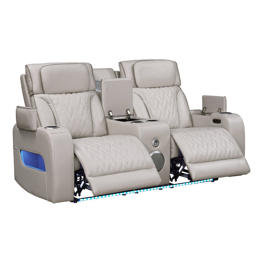 74"W Ice Leather Aire Transformer Power Reclining Loveseat with Power Headrest
