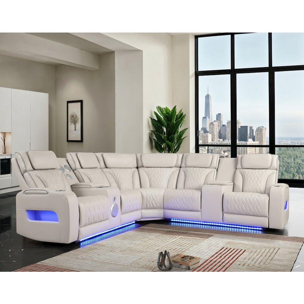 117"W  Aire Transformer Power Reclining Sectional Sofa with Power Headrest