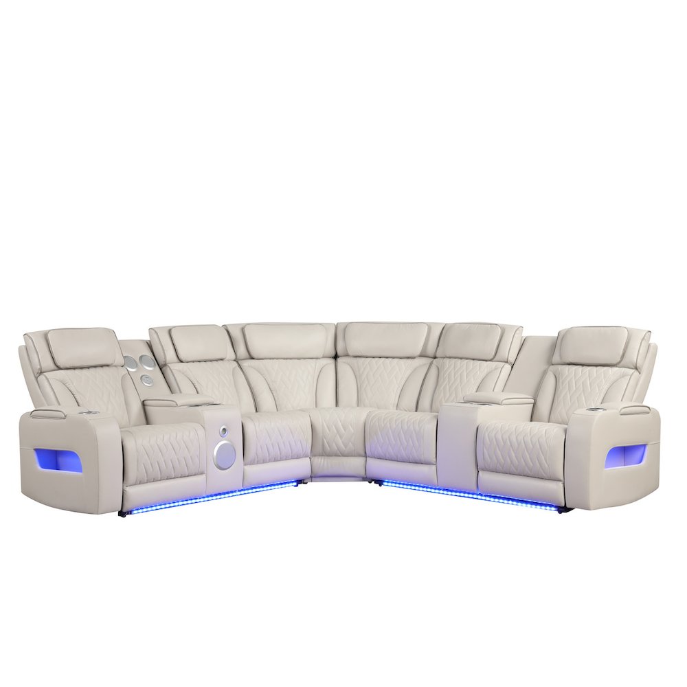 117"W  Aire Transformer Power Reclining Sectional Sofa with Power Headrest