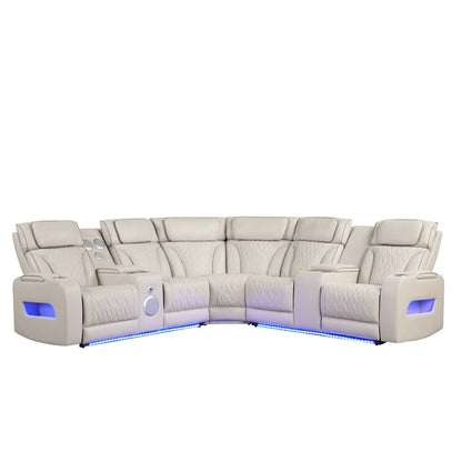 117"W  Aire Transformer Power Reclining Sectional Sofa with Power Headrest