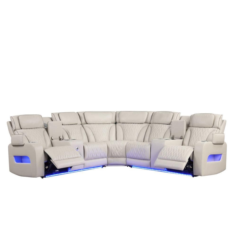 117"W  Aire Transformer Power Reclining Sectional Sofa with Power Headrest