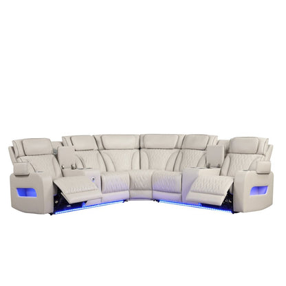 117"W  Aire Transformer Power Reclining Sectional Sofa with Power Headrest