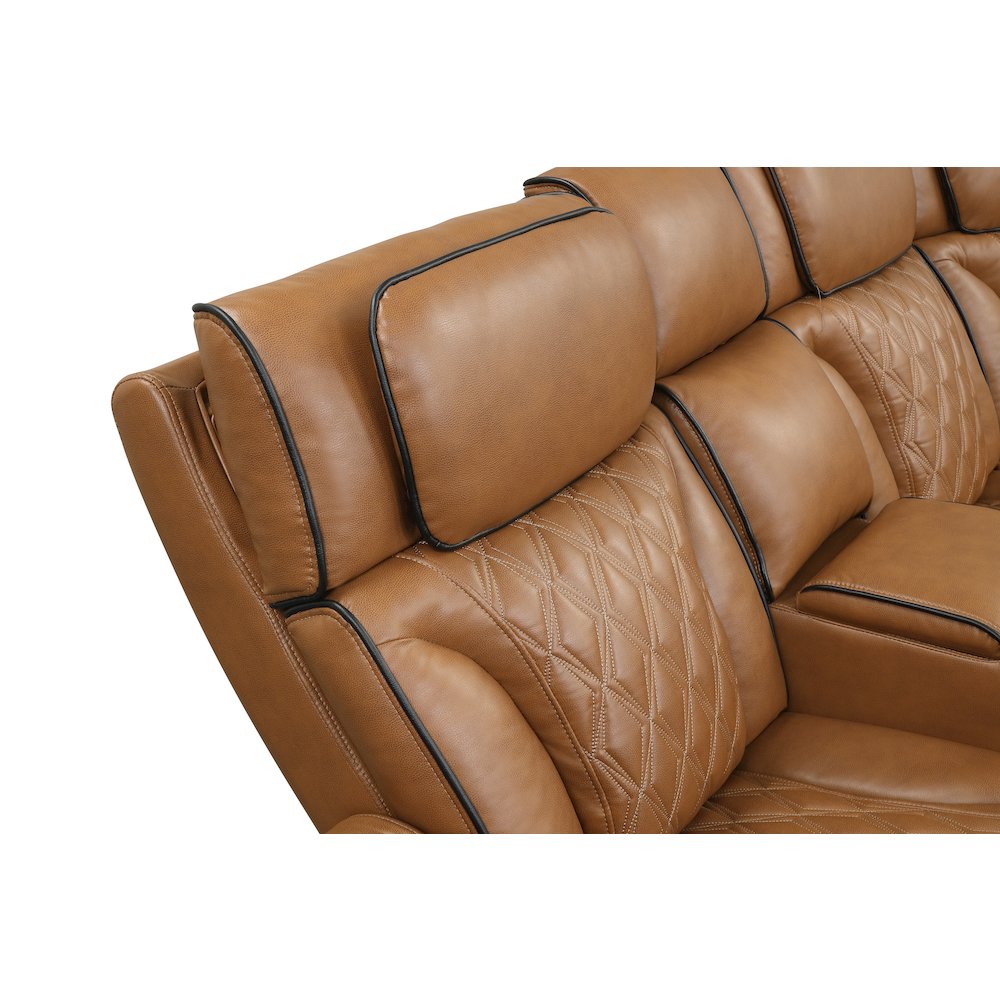 116" Light Brown Leather Aire Transformer Power Reclining Sectional Sofa
