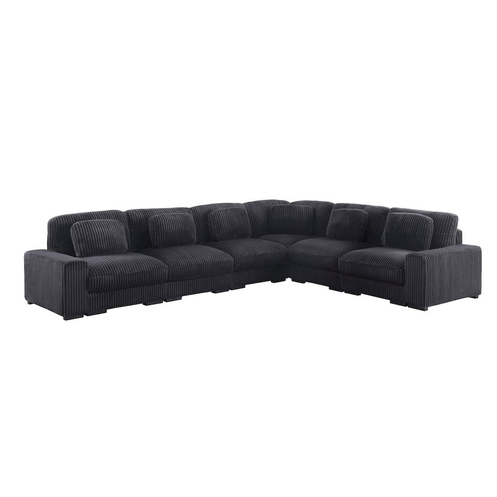 Sloane 151"W Charcoal Corduroy Fabric Reversible L-Shape Modular Sectional Sofa