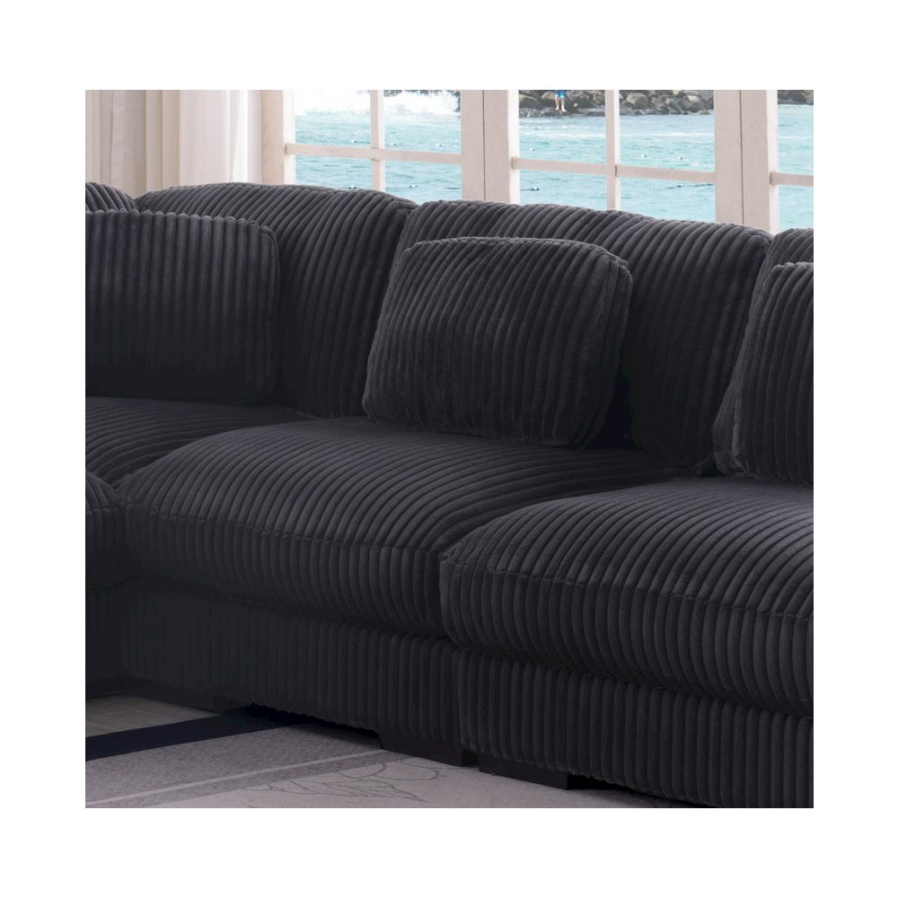 Sloane 151"W Charcoal Corduroy Fabric Reversible L-Shape Modular Sectional Sofa