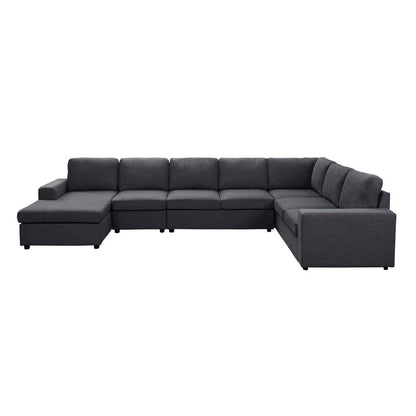 Hayden Modular Sectional Sofa with Reversible Chaise in Dark Gray Linen