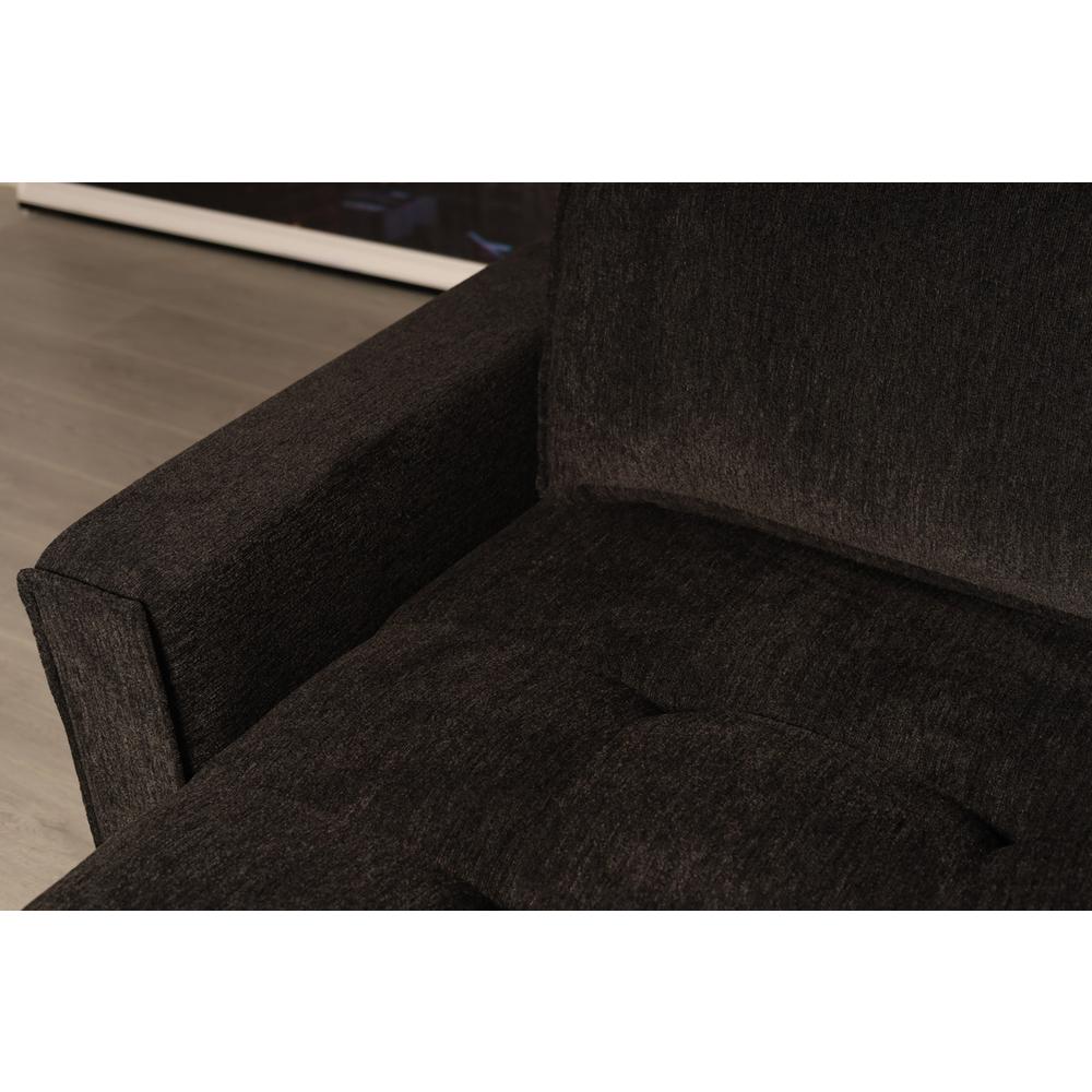Polaris Black Chenille 125"W Reversible Sectional Sofa